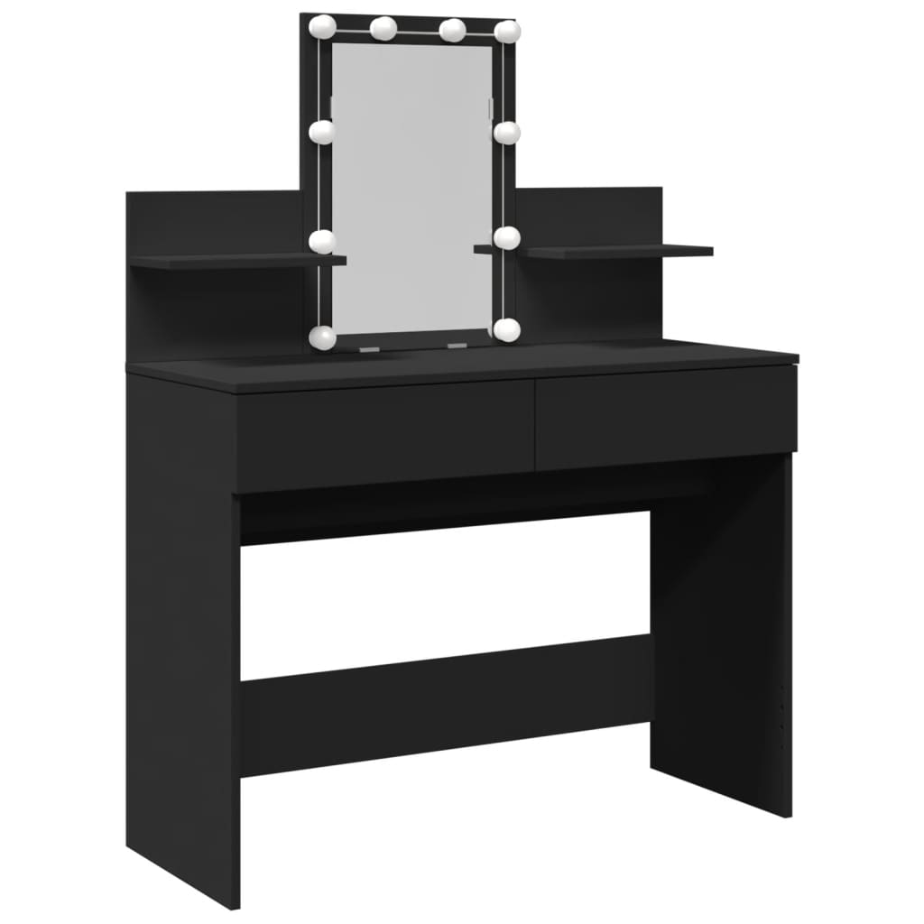 Tocador - tocador de maquillaje - mesa de tocador con luces led negro 100x40x130 cm