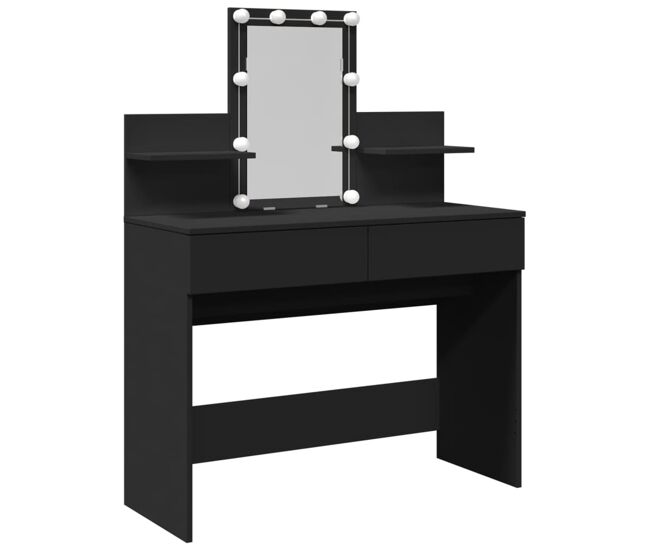 Tocador - tocador de maquillaje - mesa de tocador con luces led negro 100x40x130 cm