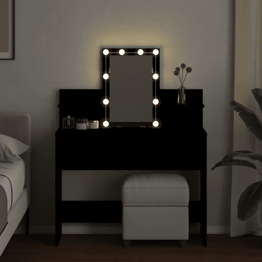 Penteadeira - Toucador com luzes LED 100x40x130 cm preto