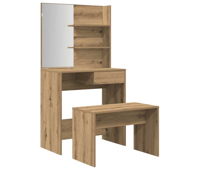 Juego de tocador - tocador de maquillaje - mesa de tocador de madera de ingeniería de roble artesanal