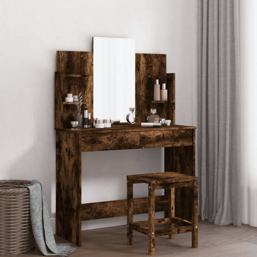Penteadeira - Toucador com espelho 96x39x142 cm cor carvalho fumado