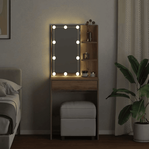 Penteadeira - Toucador com luzes LED 60x40x140 cm cor carvalho artisiano