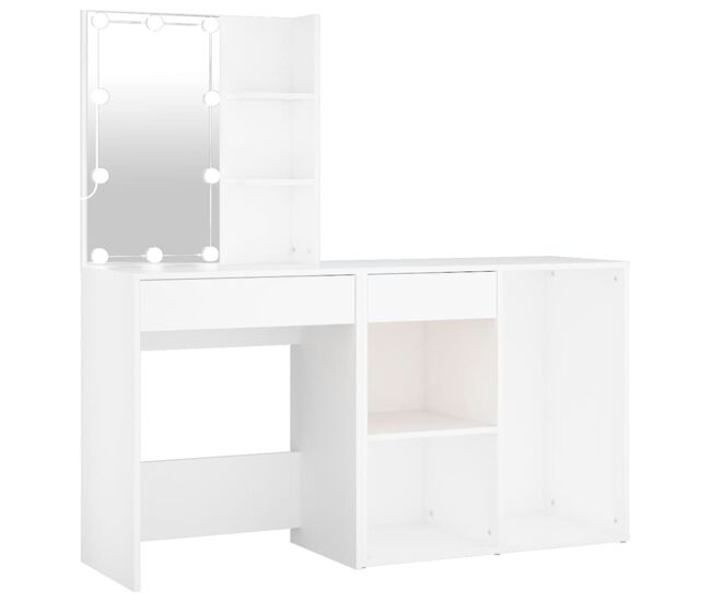 Tocador - tocador de maquillaje - mesa de tocador con led y armario madera contrachapada blanco