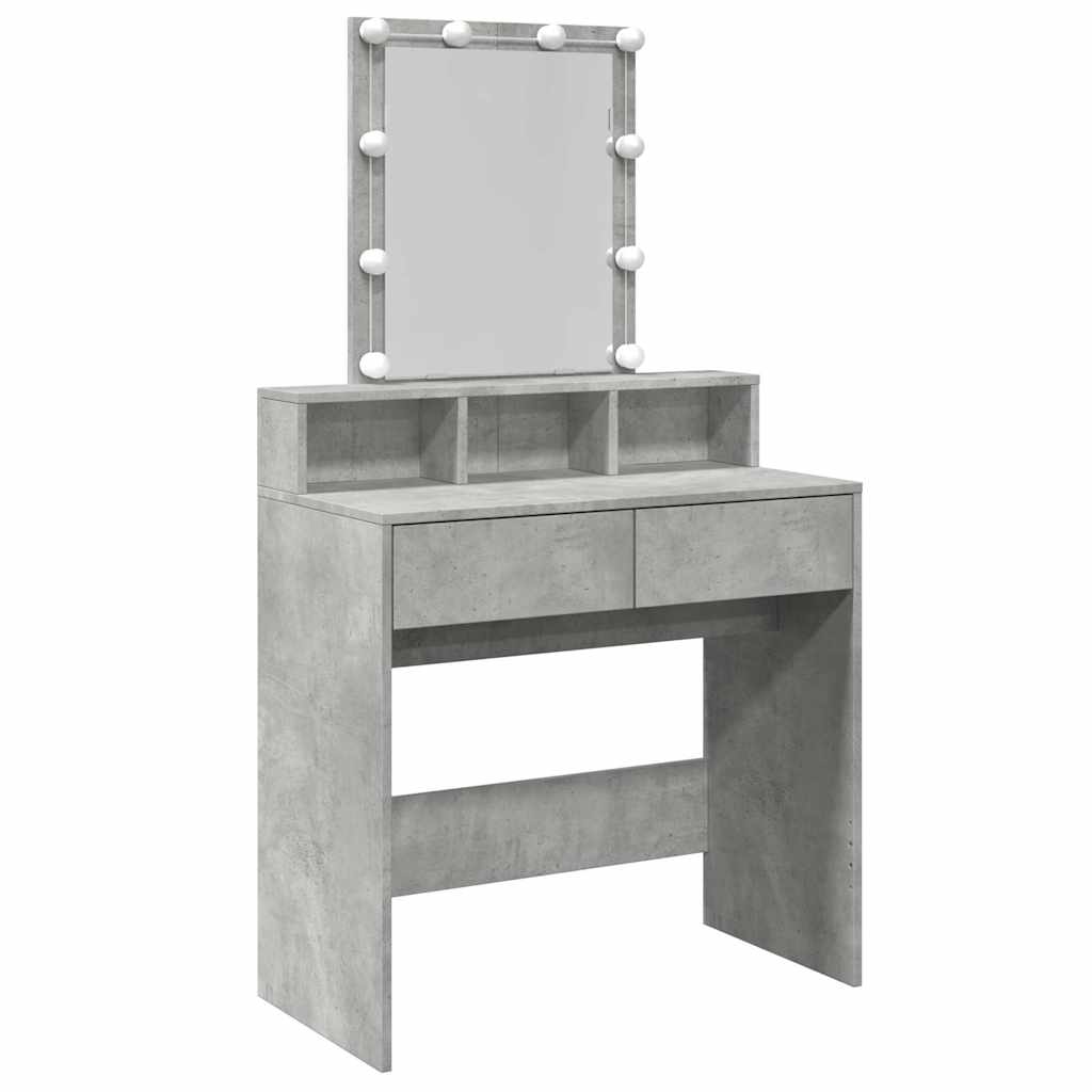 Tocador - tocador de maquillaje - mesa de tocador con luces led gris hormigón 80x41x144,5 cm