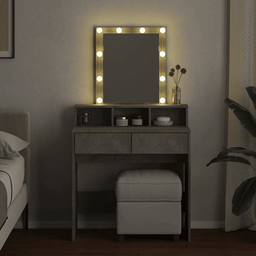 Penteadeira - Toucador com LED 80x41x144,5 cm cinzento cimento