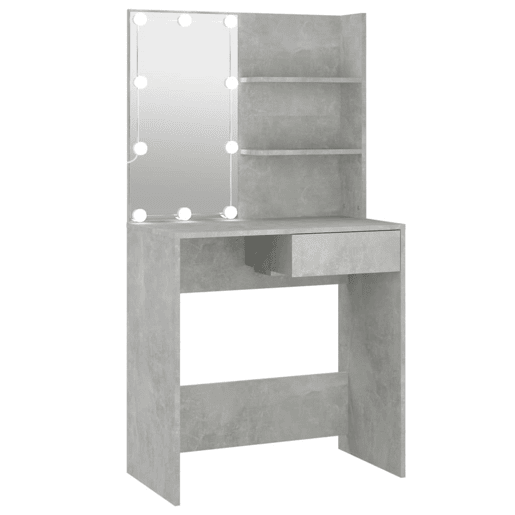 Penteadeira - Toucador com LEDs 74,5x40x141 cm cinzento cimento