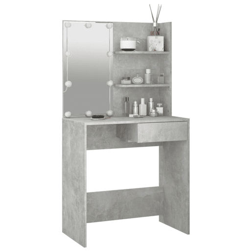 Penteadeira - Toucador com LEDs 74,5x40x141 cm cinzento cimento