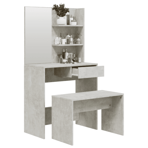 Conjunto Penteadeira - Toucador 74,5x40x141 cm cinzento cimento Conjunto Penteadeira - Toucador 74,5x40x141 cm cinzento cimento
