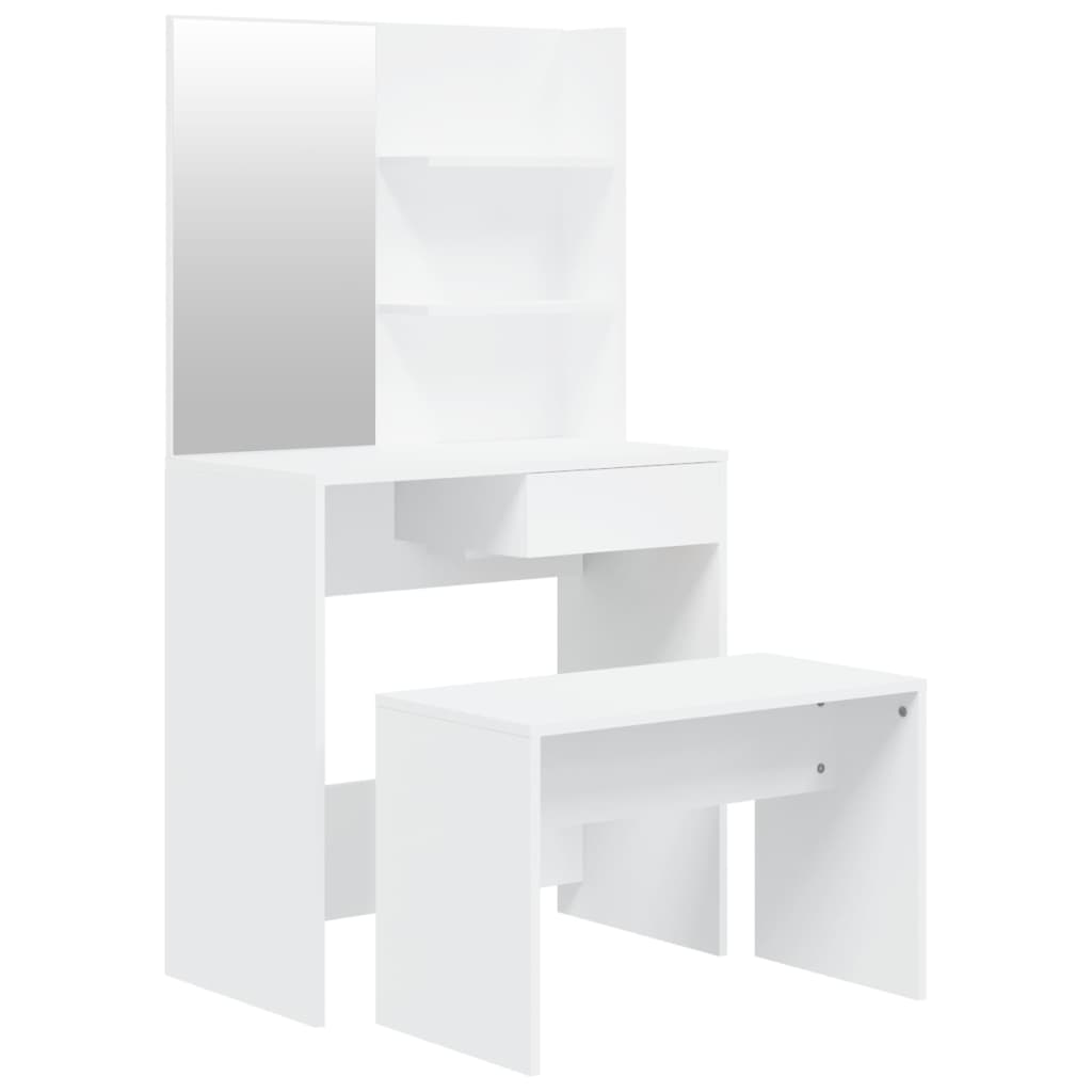 Juego de tocador - tocador de maquillaje - mesa de tocador blanco 74,5x40x141 cm