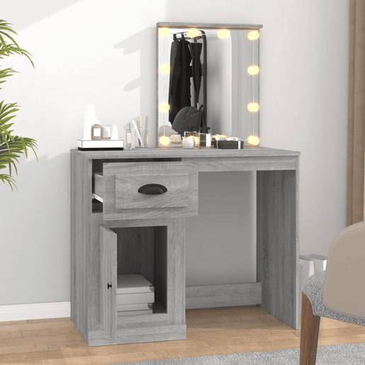 Penteadeira - Toucador com LEDs 90x50x132,5 cm derivados madeira cinza sonoma
