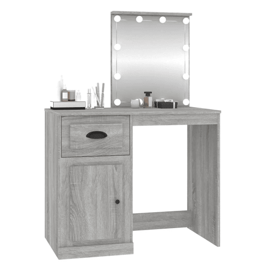 Penteadeira - Toucador com LEDs 90x50x132,5 cm derivados madeira cinza sonoma
