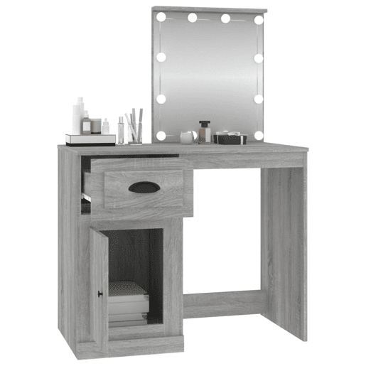 Penteadeira - Toucador com LEDs 90x50x132,5 cm derivados madeira cinza sonoma