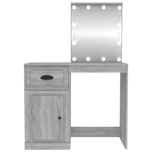 Penteadeira - Toucador com LEDs 90x50x132,5 cm derivados madeira cinza sonoma