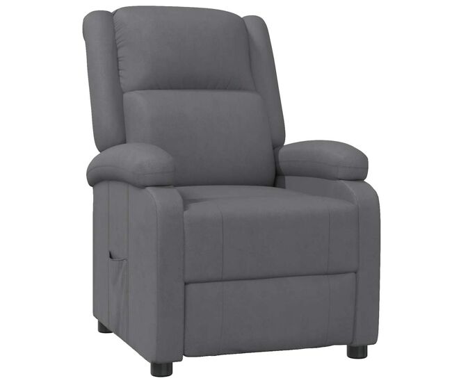 Vidaxl sillón reclinable de cuero sintético gris