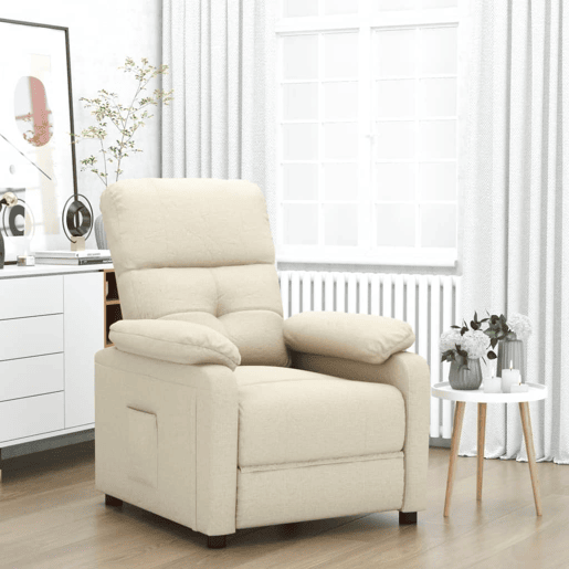 vidaXL Poltrona reclinável tecido cor creme vidaXL Poltrona reclinável tecido cor creme