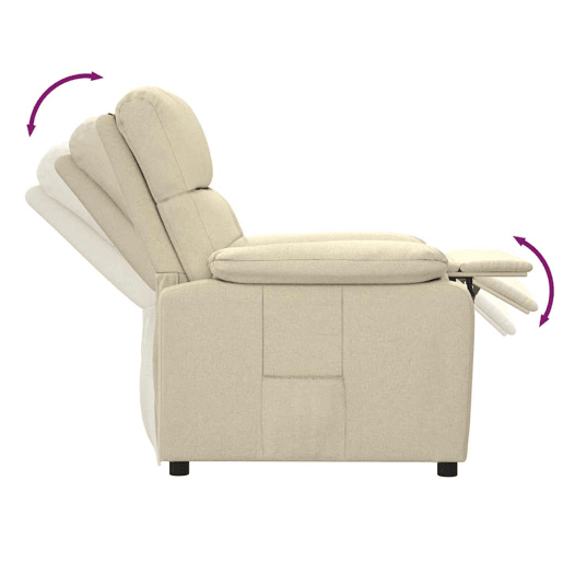 vidaXL Poltrona reclinável tecido cor creme vidaXL Poltrona reclinável tecido cor creme