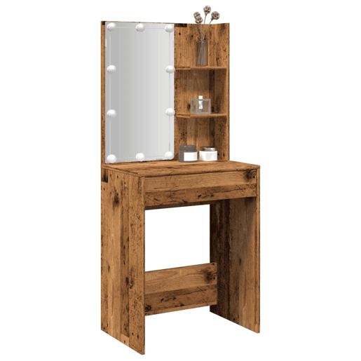 Penteadeira - Toucador com luzes LED 60x40x140 cm madeira velha
