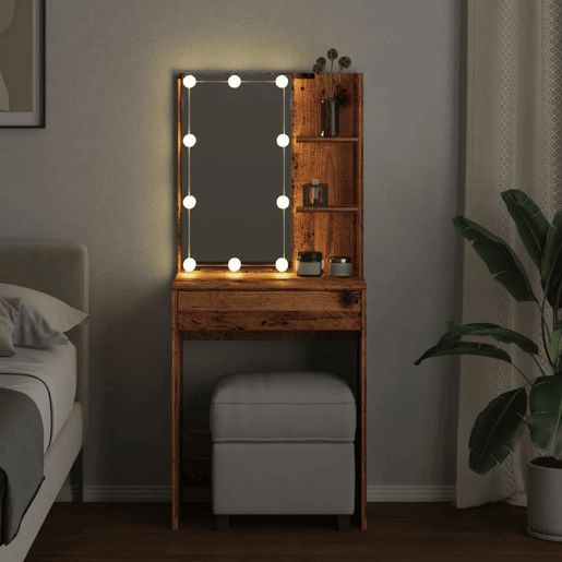 Penteadeira - Toucador com luzes LED 60x40x140 cm madeira velha