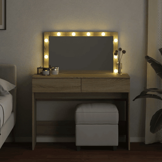 Penteadeira - Toucador com LEDs 100x40x120 cm carvalho sonoma