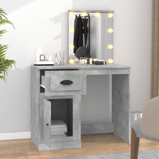 Penteadeira - Toucador c luzes LED 90x50x132,5cm deriv.madeira cinza cimento