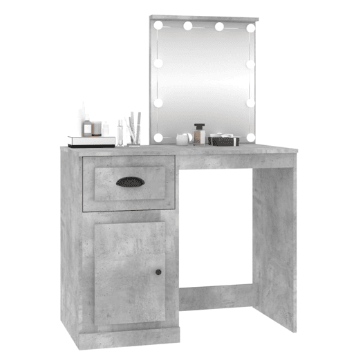 Penteadeira - Toucador c luzes LED 90x50x132,5cm deriv.madeira cinza cimento