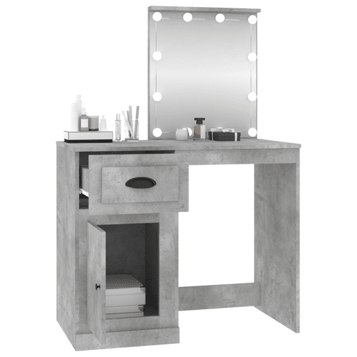 Penteadeira - Toucador c luzes LED 90x50x132,5cm deriv.madeira cinza cimento