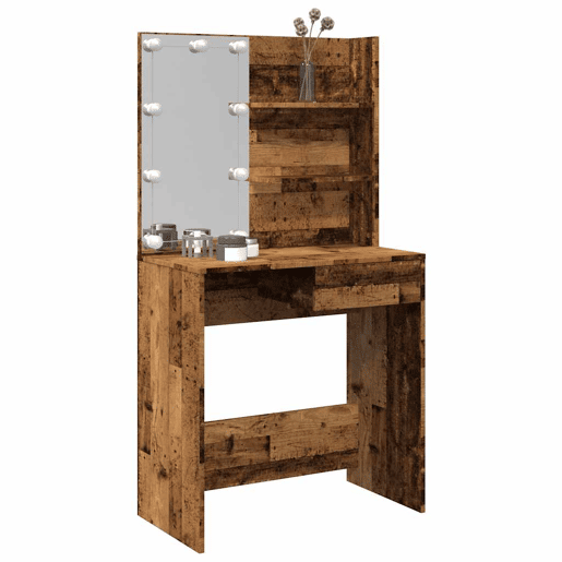 Penteadeira - Toucador com luzes LED 74,5x40x141 cm madeira velha