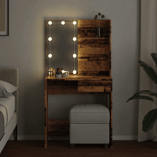 Penteadeira - Toucador com luzes LED 74,5x40x141 cm madeira velha