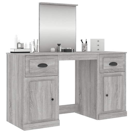 Penteadeira - Toucador com espelho 130x50x132,5 cm cinzento sonoma