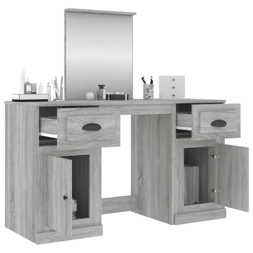 Penteadeira - Toucador com espelho 130x50x132,5 cm cinzento sonoma