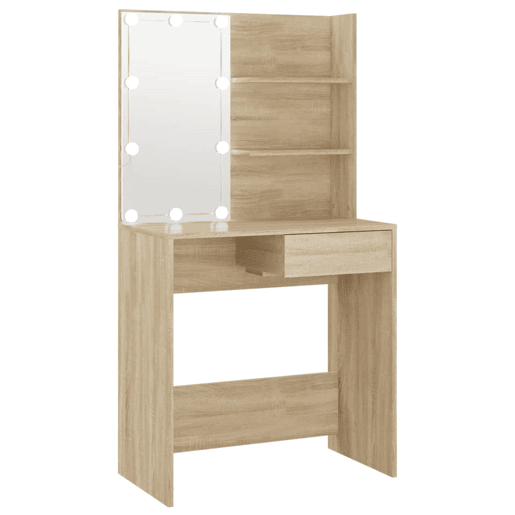 Penteadeira - Toucador c LED 74,5x40x141cm derivados madeira carvalho sonoma