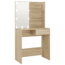 Penteadeira - Toucador c LED 74,5x40x141cm derivados madeira carvalho sonoma