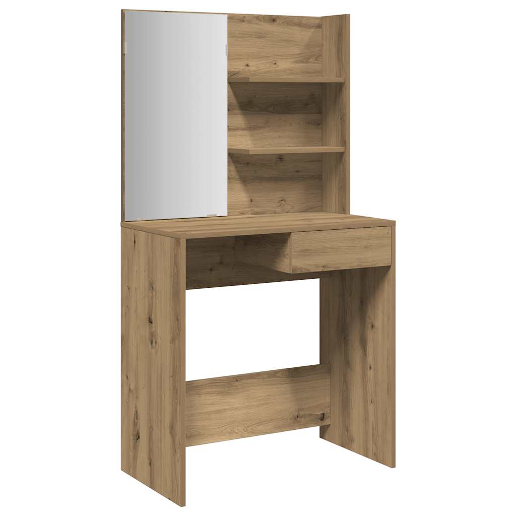 Tocador - tocador de maquillaje - mesa de tocador con espejo roble artisan 74,5x40x141 cm