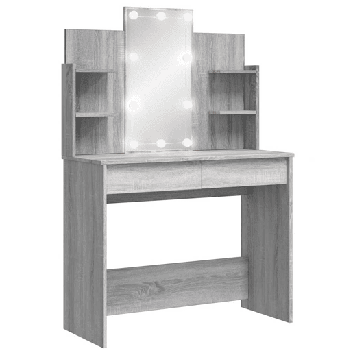 Penteadeira - Toucador com luzes LED 96x40x142 cm cinzento sonoma