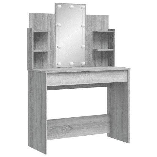 Penteadeira - Toucador com luzes LED 96x40x142 cm cinzento sonoma