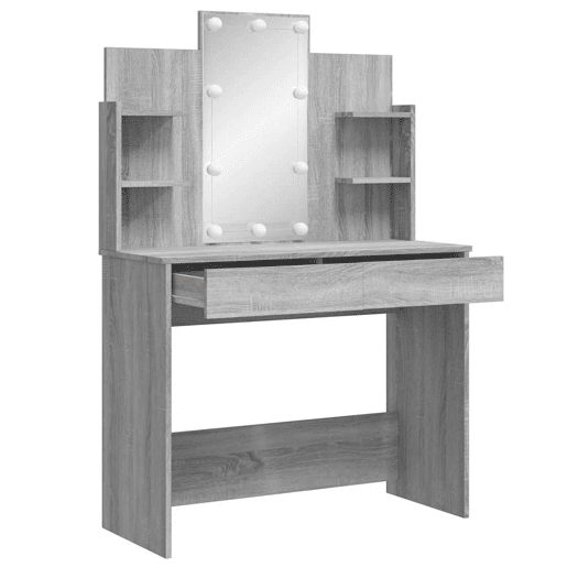 Penteadeira - Toucador com luzes LED 96x40x142 cm cinzento sonoma