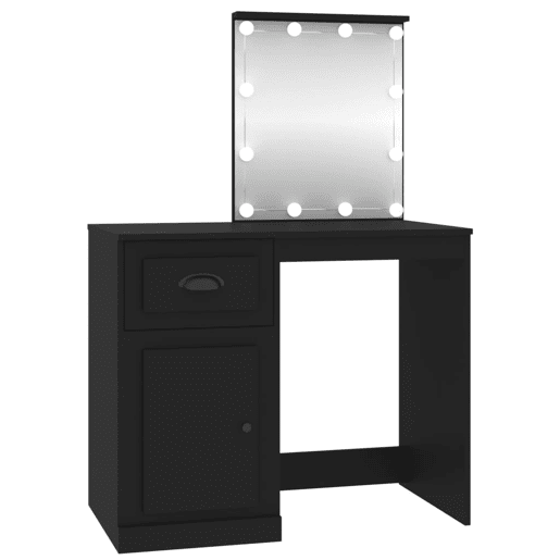 Penteadeira - Toucador com luz LED 90x50x132,5 cm derivados de madeira preto