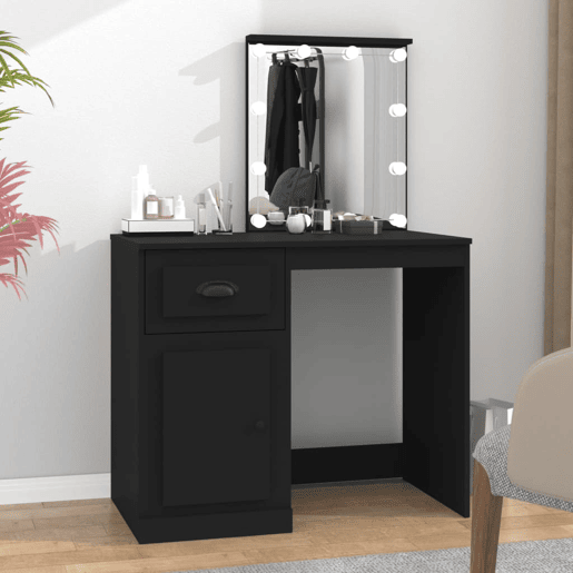 Penteadeira - Toucador com luz LED 90x50x132,5 cm derivados de madeira preto