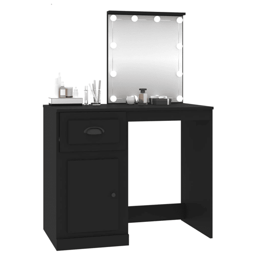 Penteadeira - Toucador com luz LED 90x50x132,5 cm derivados de madeira preto