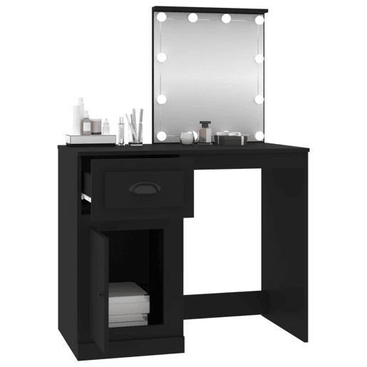 Penteadeira - Toucador com luz LED 90x50x132,5 cm derivados de madeira preto