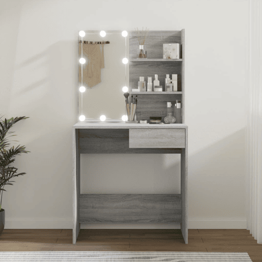 Penteadeira - Toucador com LEDs 74,5x40x141 cm sonoma cinza