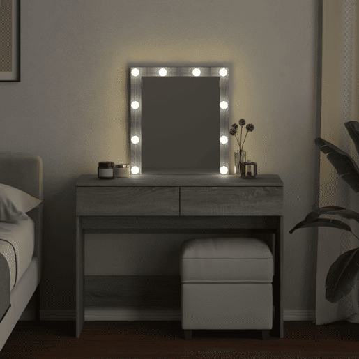 Penteadeira - Toucador com LEDs 100x40x130 cm sonoma cinza