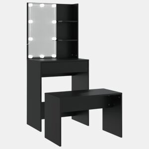 Conjunto de Penteadeira - Toucador com luzes LED derivados de madeira preto