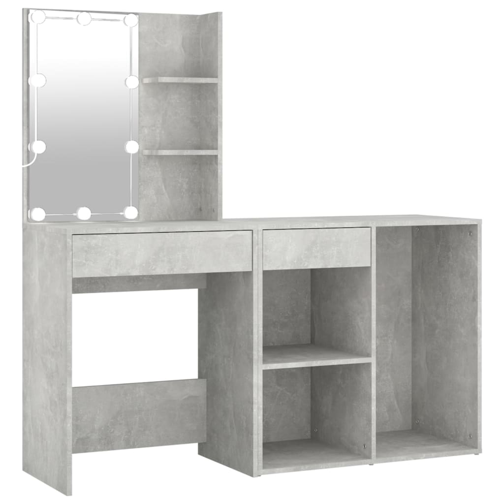 Tocador - tocador de maquillaje - mesa de tocador con led y armario madera contrachapada gris hormigón