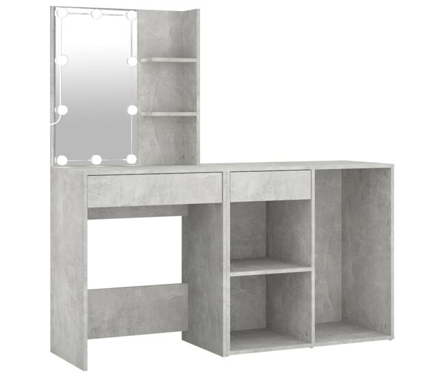 Tocador - tocador de maquillaje - mesa de tocador con led y armario madera contrachapada gris hormigón