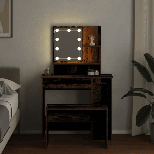 Conjunto Penteadeira - Toucador com luzes LED derivados madeira madeira velha