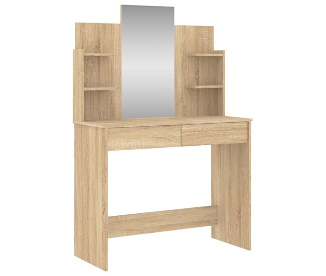 Tocador - tocador de maquillaje - mesa de tocador con espejo color roble sonoma 96x39x142 cm