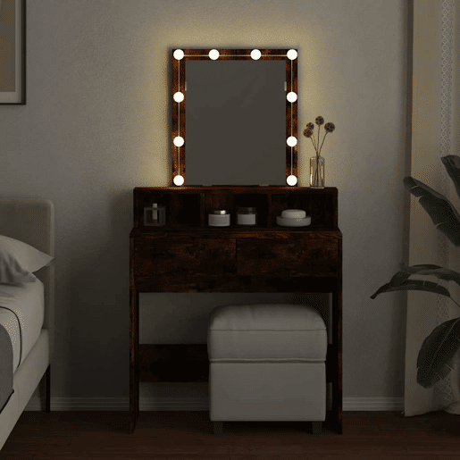 Penteadeira - Toucador com LED 80x41x144,5 cm cor carvalho fumado