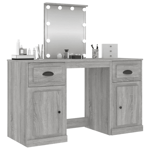 Penteadeira - Toucador com luzes LED 130x50x132,5 cm cinzento sonoma