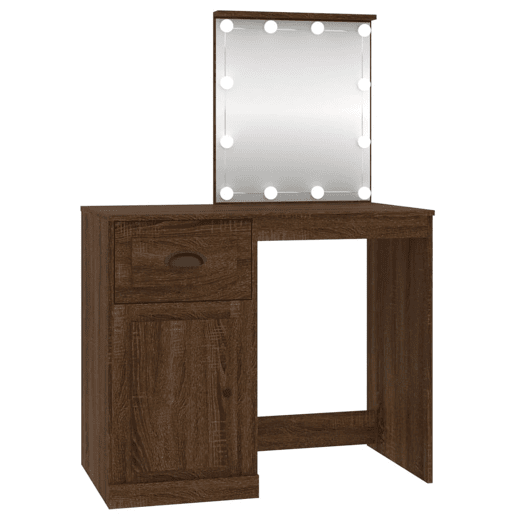Penteadeira - Toucador c LEDs 90x50x132,5cm deriv. madeira carvalho castanho